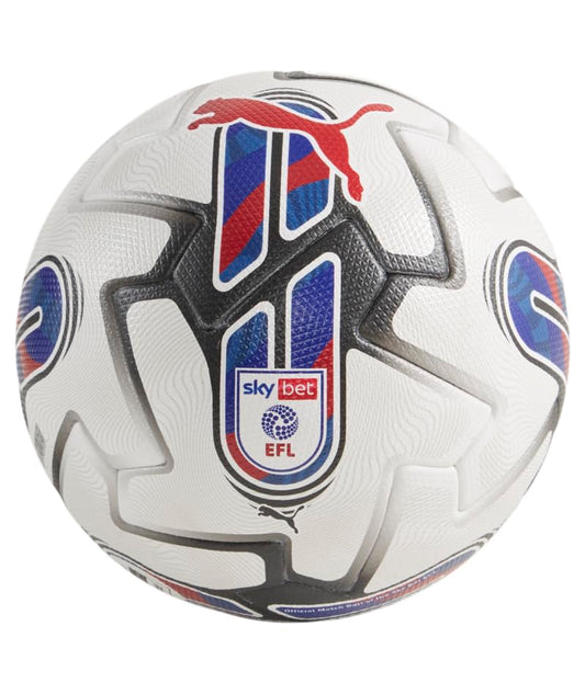 Puma Orbita 1 EFL Sky Bet FIFA-Qualitätsball [weiß], geformter Ball, einzigartige 8-Panel-Konfiguration, neu entwickelter POE-Schaum