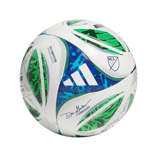 adidas MLS Wettkampf-Fußball, Uni, für Erwachsene, Weiß/Grün/SOLBLU/Globlu, Größe 4
